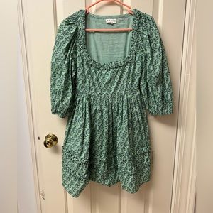 RHODE
Daya smocked printed cotton mini dress